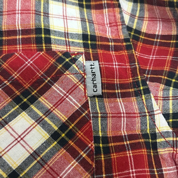 Carhartt Shirt Red Buffalo Plaid Long Sleeve Collared Coastal Cowboy 100% Cotton - Picture 10 of 14